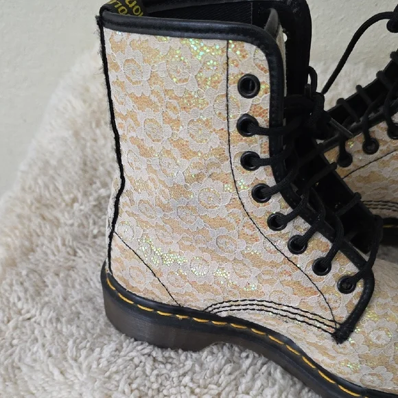 Dr. Martens Lace And Gold GlitterBoots Made In England
